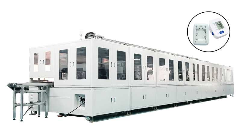  聯(lián)翊電子血壓計自動組裝線一條非標(biāo)結(jié)構(gòu)進行組裝，區(qū)分良品及不良品，自動分揀的自動化流水線